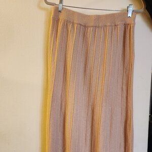 Sezane Leonine Style Peachy Salmon Shein Knit Skirt Elastic Waist Size M/L